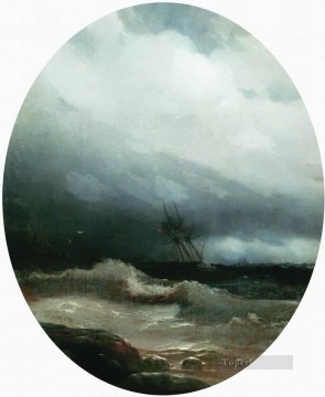 ship in a storm 1891 Romantic Ivan Aivazovsky Russian Oil Paintings